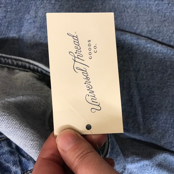 Universal Thread Denim Halter Maxi Dress Medium Wash Size 24 Button Front Slit - Picture 9 of 10